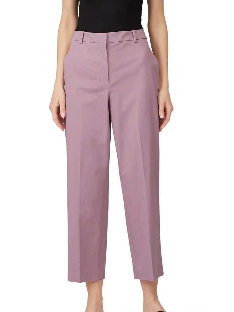 Theory High Waisted Straight Chino Pants Lilac Size 8 Stretch Cotton